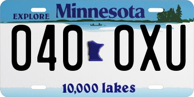 MN license plate 040OXU