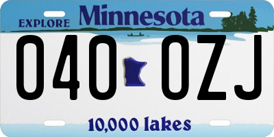 MN license plate 040OZJ