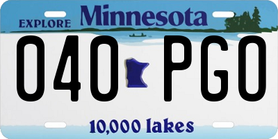 MN license plate 040PGO