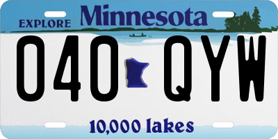 MN license plate 040QYW