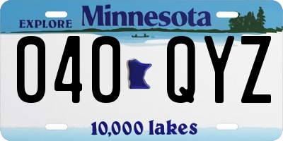 MN license plate 040QYZ