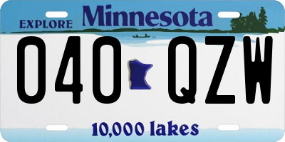 MN license plate 040QZW