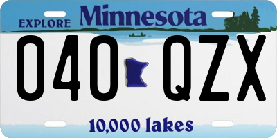 MN license plate 040QZX