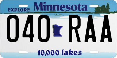 MN license plate 040RAA