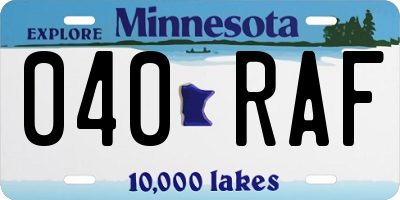 MN license plate 040RAF