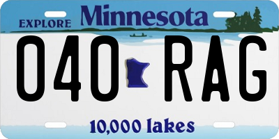 MN license plate 040RAG