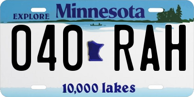 MN license plate 040RAH