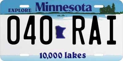 MN license plate 040RAI