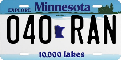 MN license plate 040RAN