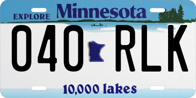 MN license plate 040RLK