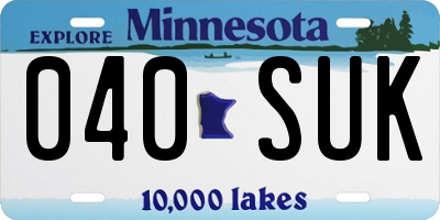 MN license plate 040SUK