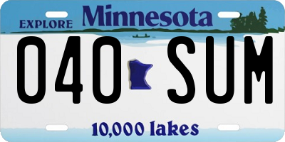 MN license plate 040SUM
