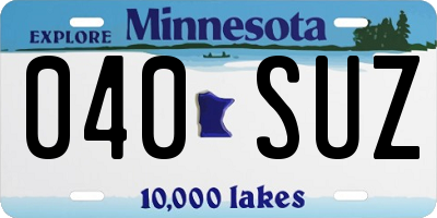 MN license plate 040SUZ