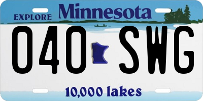 MN license plate 040SWG
