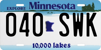 MN license plate 040SWK