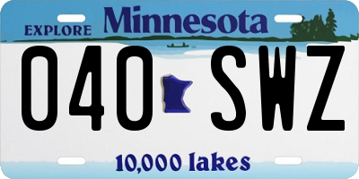 MN license plate 040SWZ