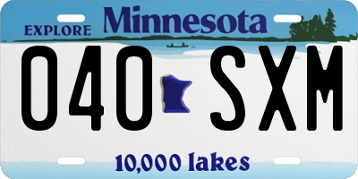 MN license plate 040SXM