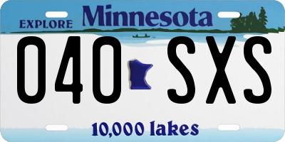 MN license plate 040SXS
