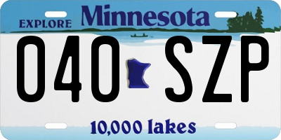 MN license plate 040SZP