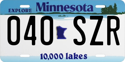 MN license plate 040SZR