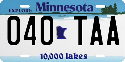 MN license plate 040TAA