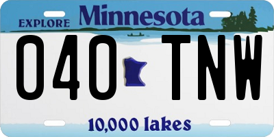 MN license plate 040TNW