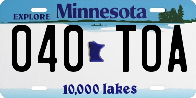 MN license plate 040TOA