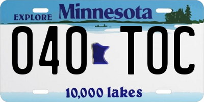 MN license plate 040TOC