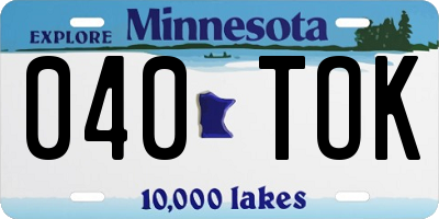 MN license plate 040TOK