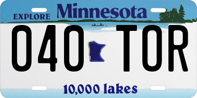 MN license plate 040TOR