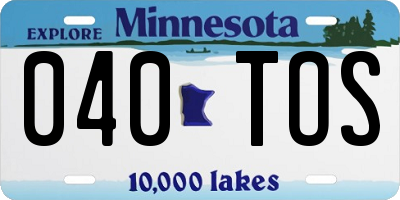 MN license plate 040TOS