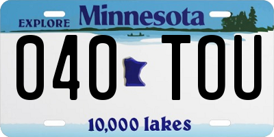 MN license plate 040TOU