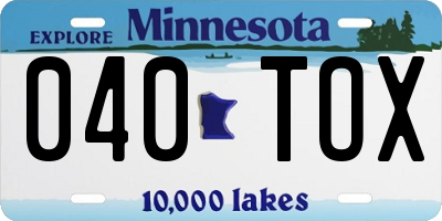 MN license plate 040TOX