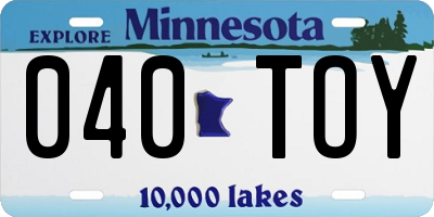 MN license plate 040TOY