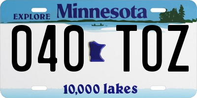 MN license plate 040TOZ