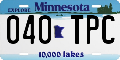 MN license plate 040TPC