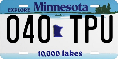 MN license plate 040TPU