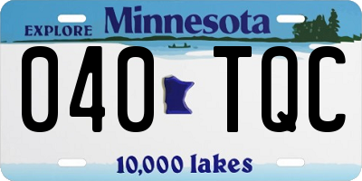 MN license plate 040TQC