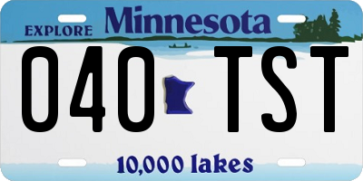 MN license plate 040TST