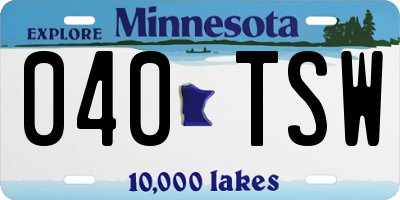 MN license plate 040TSW