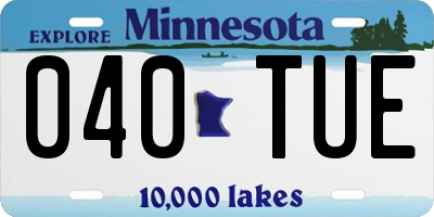 MN license plate 040TUE