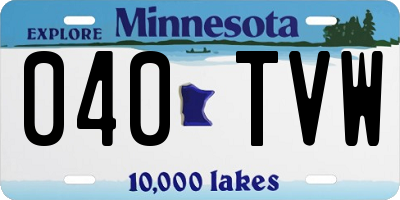 MN license plate 040TVW