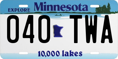 MN license plate 040TWA