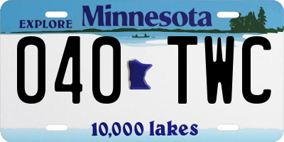 MN license plate 040TWC