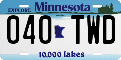 MN license plate 040TWD