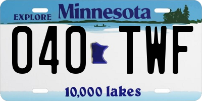 MN license plate 040TWF