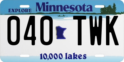 MN license plate 040TWK