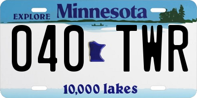 MN license plate 040TWR