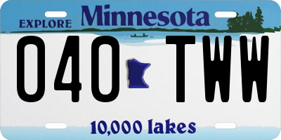 MN license plate 040TWW