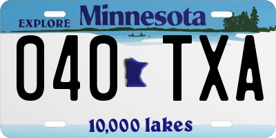 MN license plate 040TXA